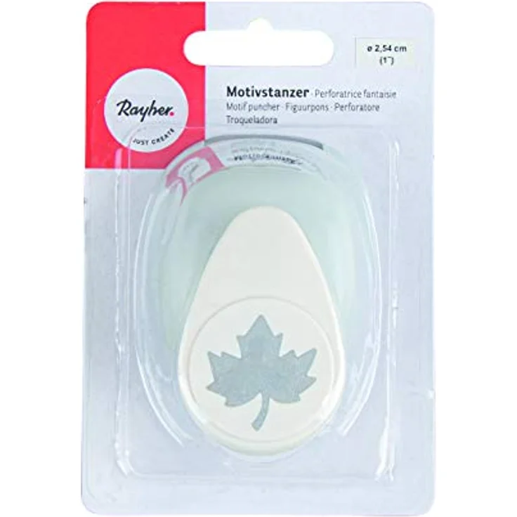 Rayher Hobby 89831000 Motivstanzer Ahornblatt, ø 2,54 cm- 1 Zoll, mit Auffangbehälter und Sicherheitsabdeckung, geeignet für Papier/Karton bis zu 200g/m², transparent – Bild 2