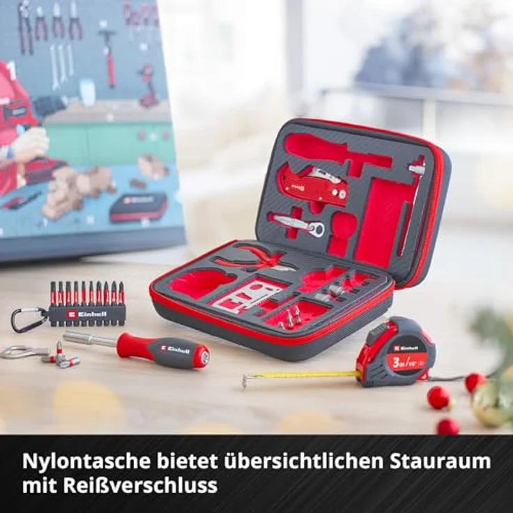 Einhell Werkzeug Adventskalender 2025, 24-teiliges Set mit Mini-Ratsche, Schraubendrehergriff und Zubehör in praktischer Werkzeugtasche mit Schaumstoffeinlage – Bild 5