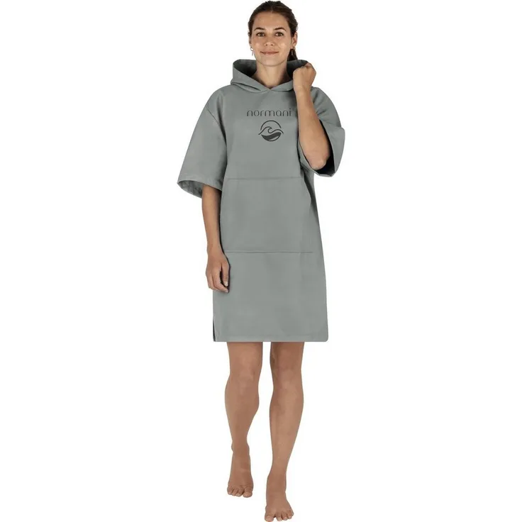 normani Badeponcho Damen Mikrofaser Badeponcho Siargao, Polyester, Kapuze, Schlupf, Bade Handtuch mit Ärmeln aus recyceltem Material, blau