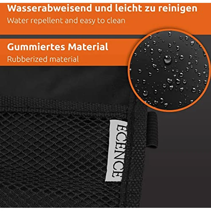 ECENCE Rückenlehnen-Schutz Kinder 50 x 70cm Organizer-Matte wasserdicht Autotasche Kick-Matte Netztasche, schwarz – Bild 3