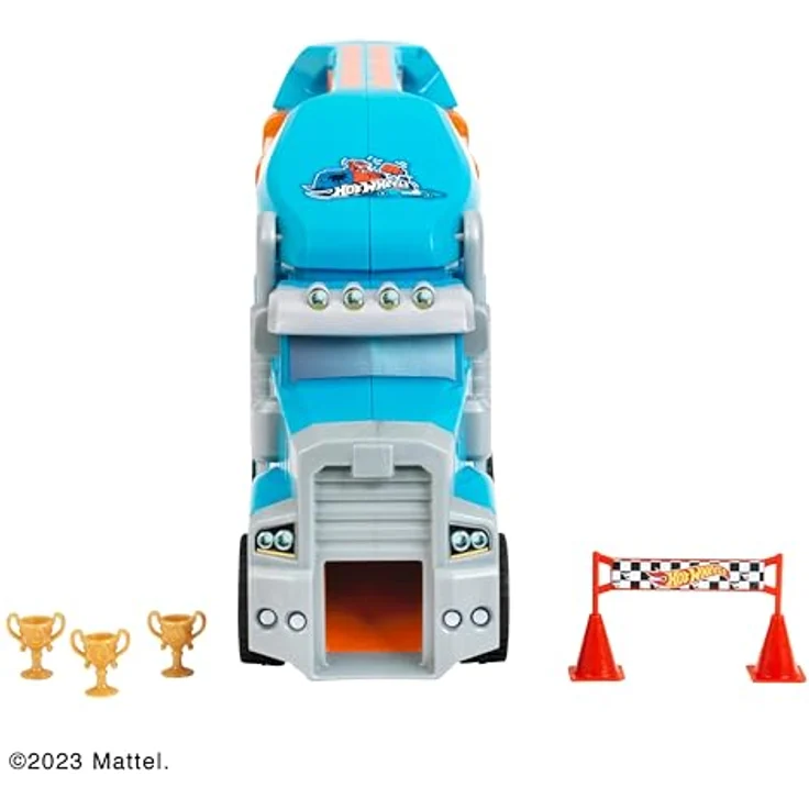 Theo Klein 2474 Hot Wheels LKW-Sammelkoffer, stabiler Koffer für bis zu 24 Autos und 2 LKW, mit praktischen Unterteilungen, Maße: 62,9 cm x 12 cm x 23,6 cm, Spielzeug für Kinder ab 3 Jahren – Bild 5