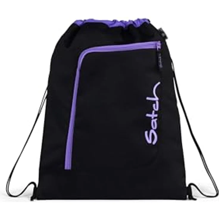 Satch Sporttasche aus recyceltem Polyester, großes Hauptfach, Vorderfach, schwarz – Bild 2