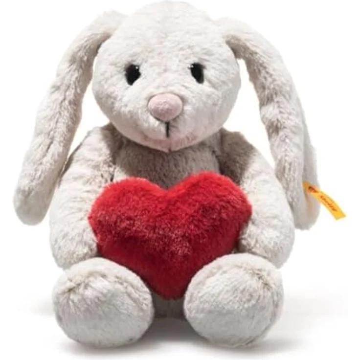 Steiff Hase Hoppie Love, grau 16 cm, kuschelweicher Plüsch mit Herz, maschinenwaschbar bis 30°C – Bild 1