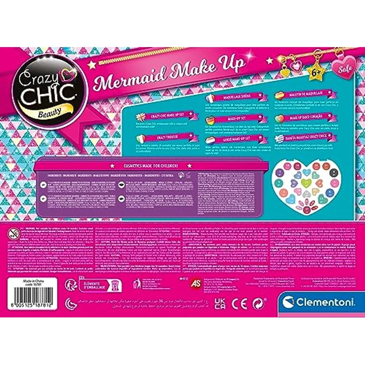 Clementoni Crazy Mermaid Make-up Set, Kinder Schminkset mit Lipgloss und Lidschatten in leuchtenden Farben, für Mädchen ab 6 Jahren – Bild 3