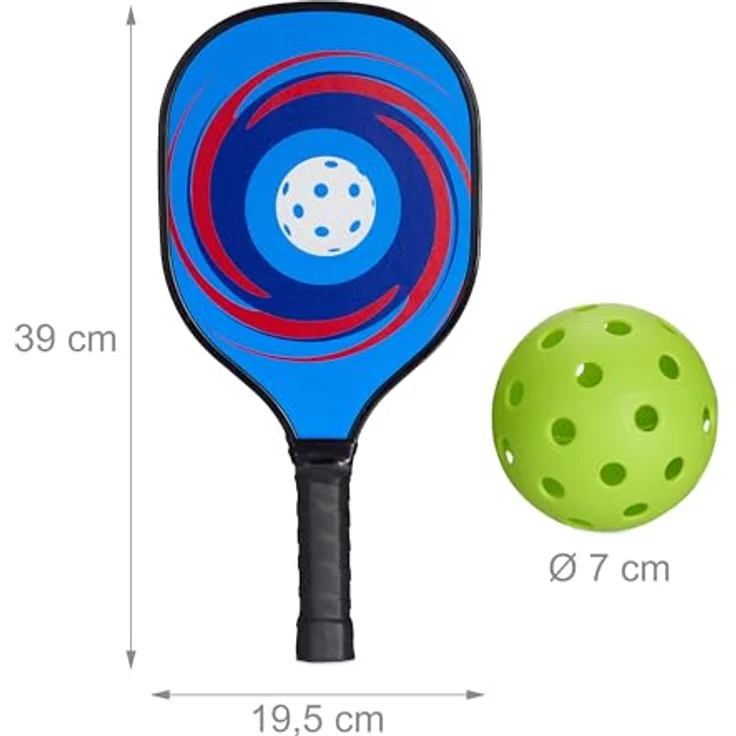 Relaxdays Pickleball Set, 4 Schläger & 8 Bälle, Holz, mehrfarbig, für Kinder & Erwachsene, inkl. Transportbeutel – Bild 4
