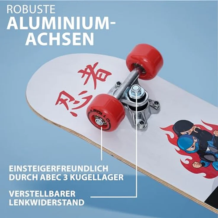 Apollo Kinder Skateboard, | kleines Komplett Board mit ABEC 3 Kugellagern und Aluminium Achsen | Coole Designs für Kinder | Cruiser Boards für Mädchen und Jungs | Kinder Skateboard ab 3 Jahre - Preisvergleich – Bild 3
