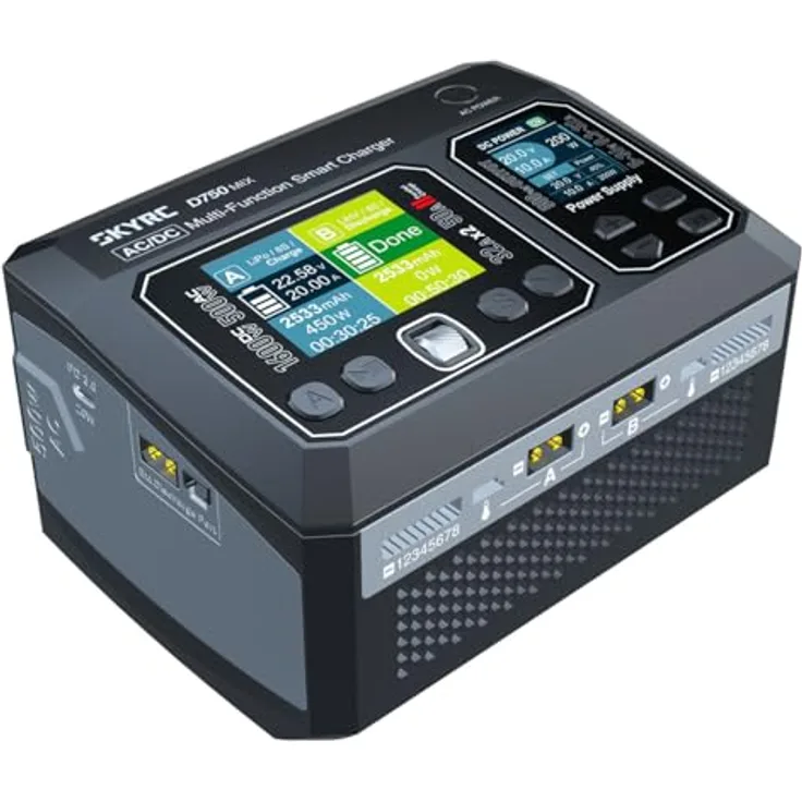 SkyRC D750 Mix, LiPo/Life/Li-ion/LiHV Ladegerät, 1-8S, 32A, 500W AC/1600W DC, USB-C PD 3.0, 180x136x112mm, 1626g