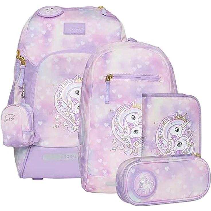 Beckmann Active Air FLX Space Mission Schulrucksack Set, 6-teilig, inkl. Sportrucksack, Federmappe, Schlamperetui, Regenhülle, blau – Bild 1