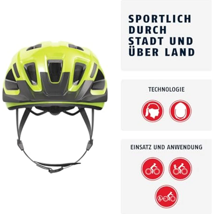 ABUS HELM Aduro 3.0, Kinderfahrradhelm mit LED-Signal in Gelb, Größe L (58-62 cm) – Bild 2