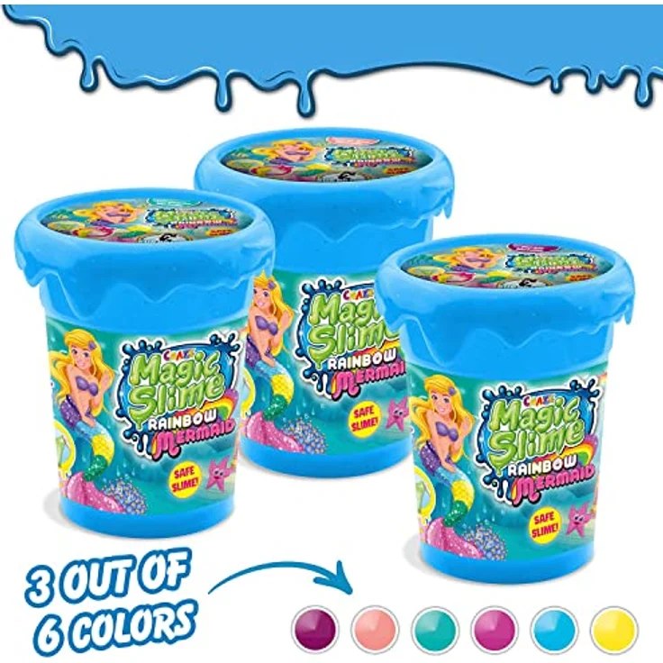 CRAZE Magic Slime Mermaid 3er Set, Magischer Schleim mit 3x 110 ml, inkl. Meerjungfrau Figuren, verschiedene Farben – Bild 5