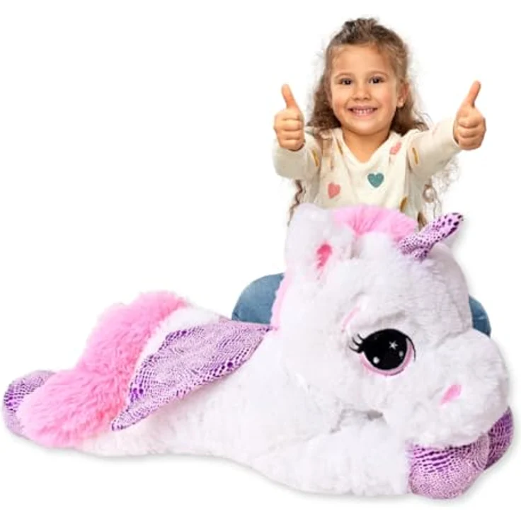 TE-Trend Einhorn Plüschtier 60cm Weiß, Kuscheliges Stofftier für Kinder mit magischem Design und sicheren Materialien – Bild 2