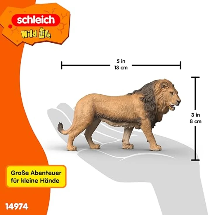 Schleich Afrikanischer Löwe 14974, Figur Wild Life, ca. 13,4 x 4,5 x 7,7 cm, detailgetreue Nachbildung – Bild 6