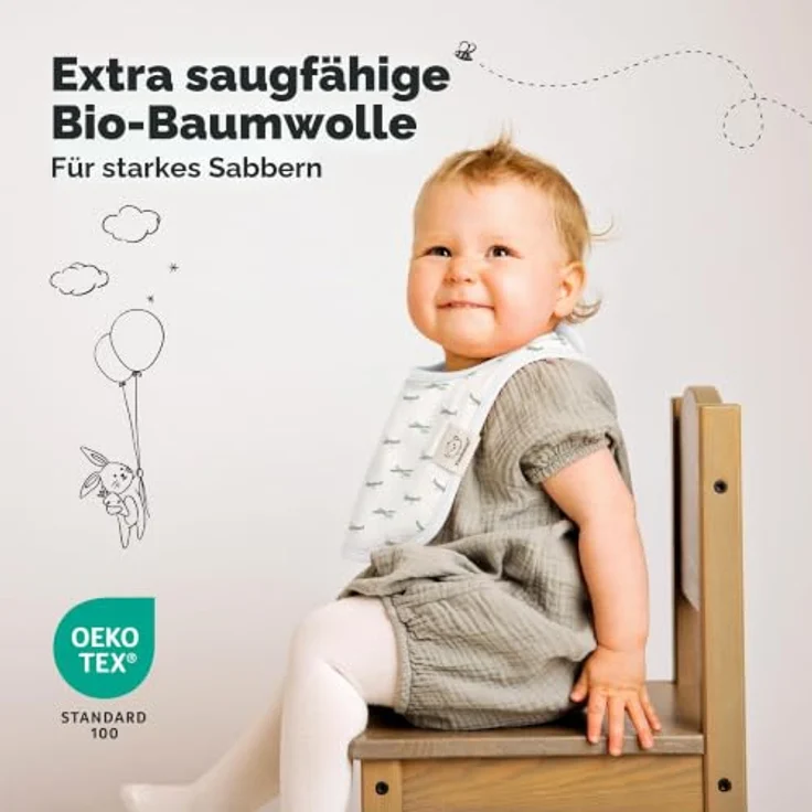 KeaBabies 8-Pack Bio Lätzchen, niedliche und stylische sabber- und fütterlätzchen für Jungen und Mädchen, mit wasserdichtem Vlies, verstellbaren Druckknöpfen und Geschenkbox – Bild 5