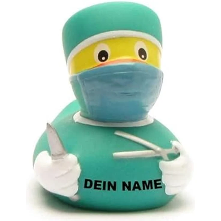 Duckshop Badeente - personalisierbar (Chirurg Ente) mit individuellem Wunschtext, 8 cm, Vinyl – Bild 1