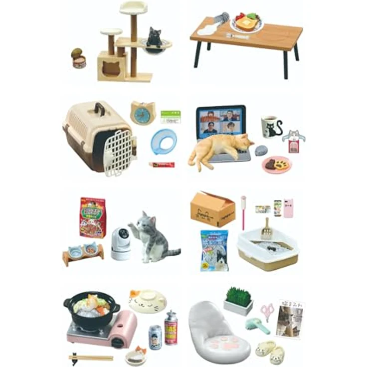 Re-Ment Life with Cats Minifiguren, 8 detailreiche PVC-Figuren, 5-7 cm, Sammlung für Katzenliebhaber – Bild 1