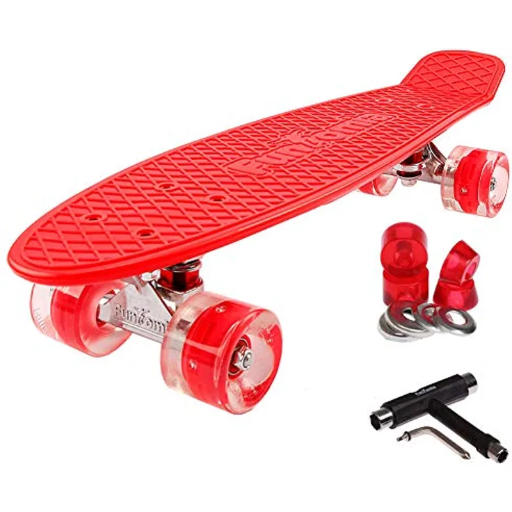 FunTomia Kinder Skateboard Cruiserboard Miniboard 57cm mit oder ohne LED Leuchtrollen Alu Truck Mach1 Kugellager Cruiser Mini Board