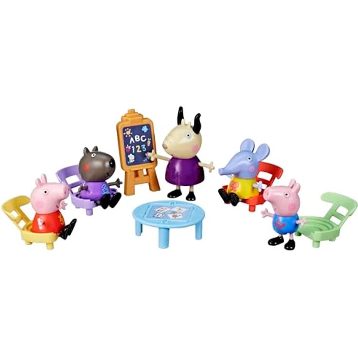 Hasbro Peppa Pig Peppas Spielgruppe, Spielset mit 5 Figuren und 6 Zubehörteilen für Schulaktivitäten, bunt – Bild 1