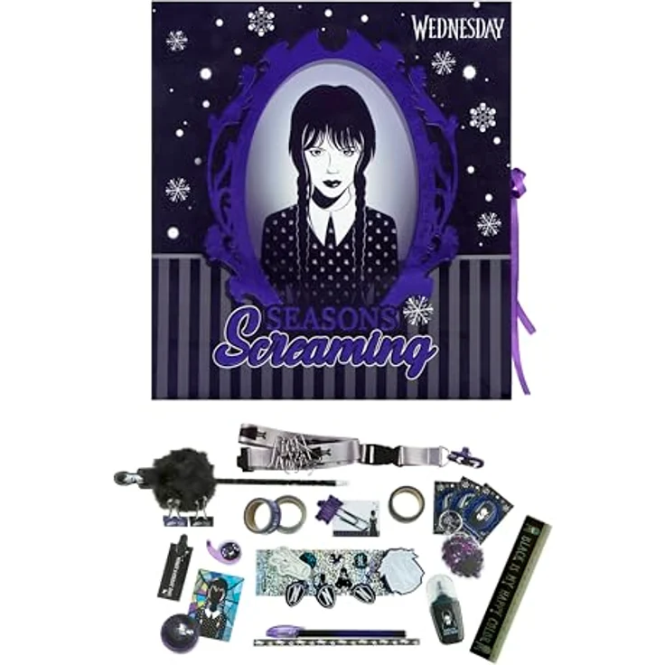 UNDERCOVER Spielzeug-Adventskalender Wednesday, 24-tlg. Schreibwaren-Set für Fans der Addams Family – Bild 1