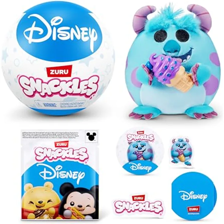 Snackles 12-cm Disney Charakter Plüsch von ZURU, Weiches Spielzeugplüschtier mit einzigartiger Persönlichkeit und Snack-Zubehör, limitierte Edition