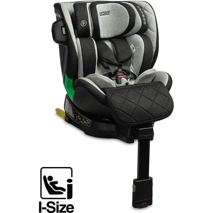 Caretero TUROX I-SIZE, Kindersitz Autositz für sicheres Reisen, grau