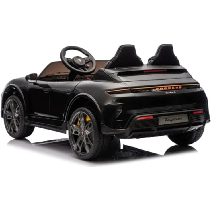 Porsche Taycan Turbo S Elektro Kinderauto 24V, 2-Sitzer für 2 bis 6 Jahre, Schwarz, MP3-Player, LED-Scheinwerfer, 3-6 km/h – Bild 2