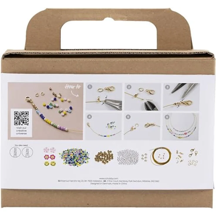 creativ company Kreativset Mini Bastelset Schmuck, Halsketten mit Süßwasserperlen, Holzperlen, Buchstabenperlen und Anleitung – Bild 4