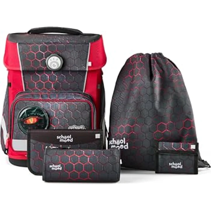 SCHOOL-MOOD Champion Maxx Pro Schulranzen-Set 6-teilig, höhenverstellbar, 22 L, ca. 1,1 kg – Motiv Mika (Drache) für Grundschule 1.–4. Klasse, Modell 2026 – Bild 1