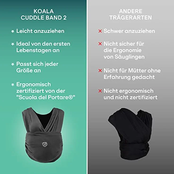 Koala Babycare Cuddle Band 2, elastisches Bauchtragetuch bis 15 kg, verstellbar und unisex, in Bio-Baumwolle – Bild 7