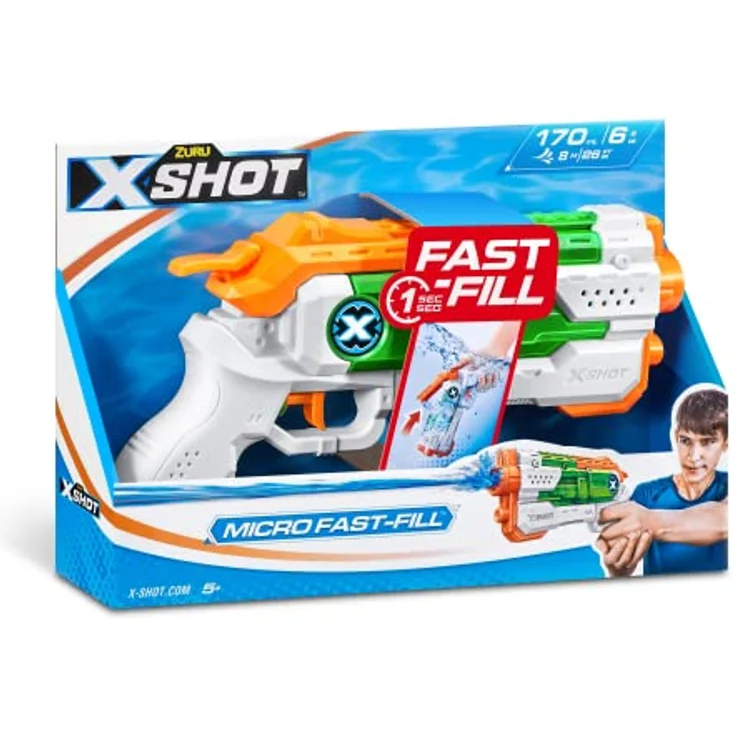 Zuru XSHOT Fast Fill Micro Water Blaster Wasserpistole - Spiel im Freien, schnelles Befüllen, zieht bis zu 8 m, blau – Bild 3