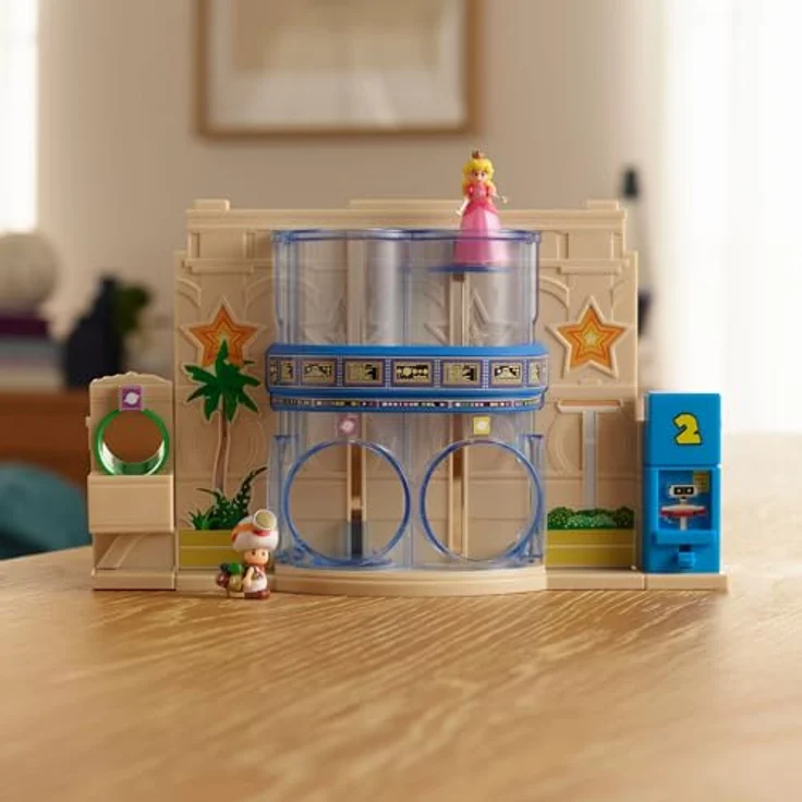 Jakks Pacific Super Mario Galaxy Film Diorama, Gateway Galaxy Set mit 2 Minifiguren, inkl. Prinzessin Peach und Captain Toad, bewegliche Transportröhren und Warp-Röhre, ab 3 Jahren – Bild 2