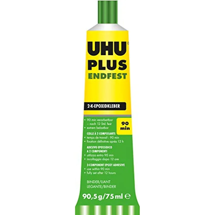 UHU Plus Endfest 90 min, 2-K-Epoxidkleber mit Mischwanne, 2 x 75 ml, extreme Belastbarkeit, vielseitig einsetzbar – Bild 3