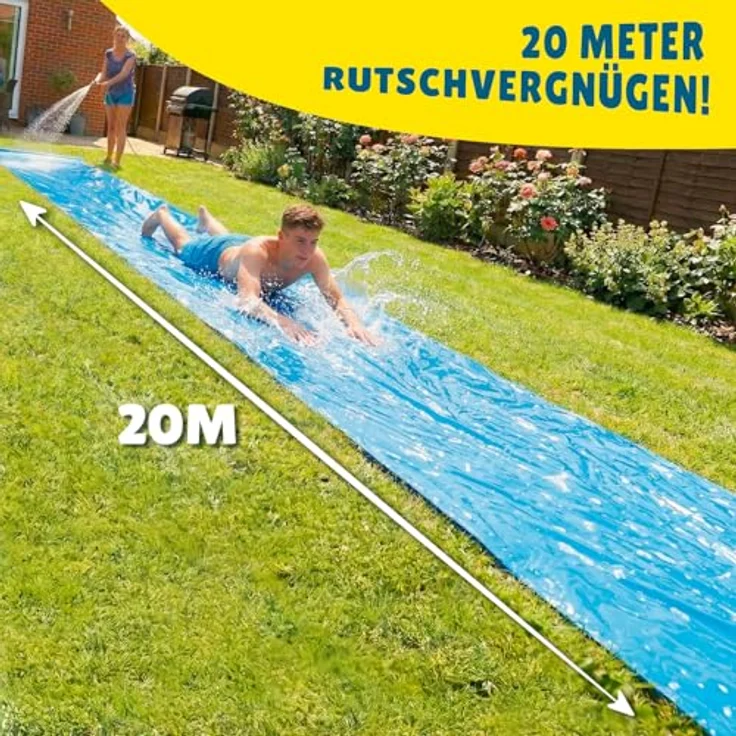 Original Cup XXXXXL Maxi Wasserrutschmatte, 20 Meter Wasserrutsche aus robustem PVC, wetterbeständig, ideal für Kinder und Erwachsene, Slip'n Slide für Gartenrennen – Bild 3
