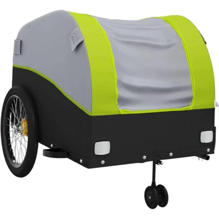 vidaXL Fahrradkinderanhänger Fahrradanhänger Schwarz und Grün 45 kg Eisen, Robustes Material, Praktisches Design, Maximale Tragfähigkeit – Bild 6