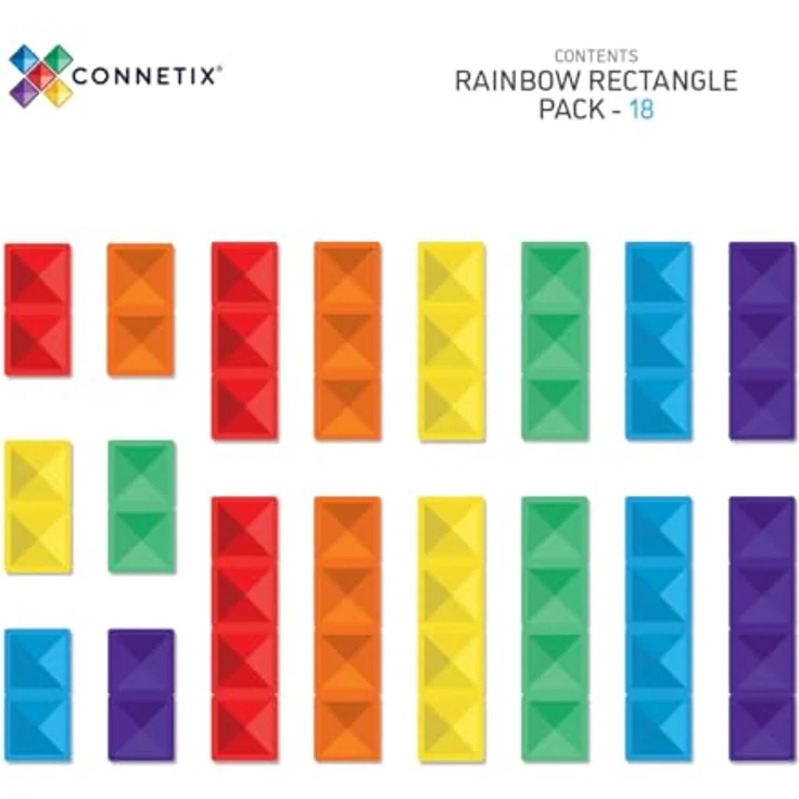 Connetix Magnetspielbausteine Rainbow Rectangle Pack verstärkte Magnete pädagogisches Lernspiel (Open Play, 18 Teile), ab 3 Jahren – Bild 6