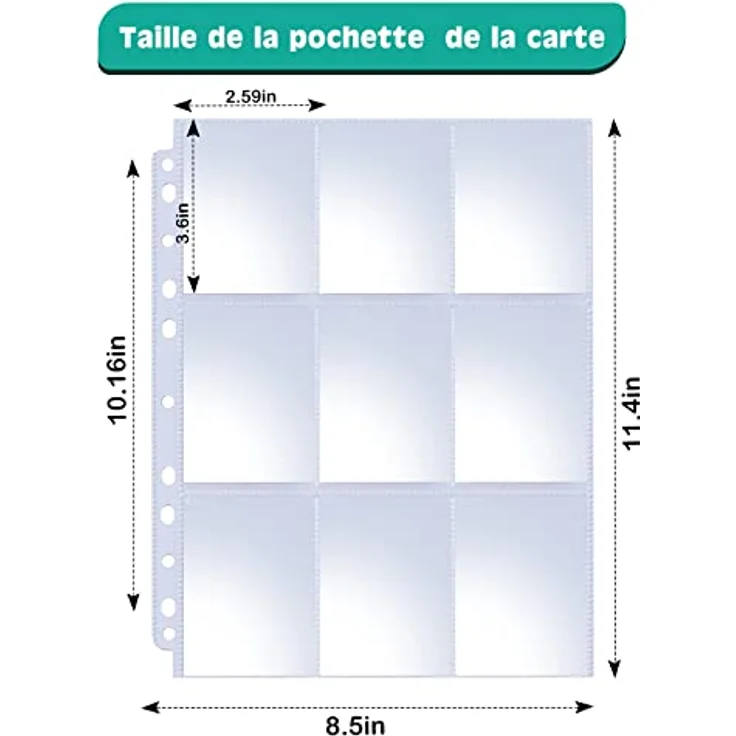 Oderra 576 Sammelkarten Hüllen, 32 Seiten Pockets Sammelkarten, Taschen auf beiden Seiten, Pokemon hüllen für Sammelkartenspiele, Transparent Leere Sammelalbum, Pochette carte, 2.03 x 8.13 x 0.91 cm – Bild 2