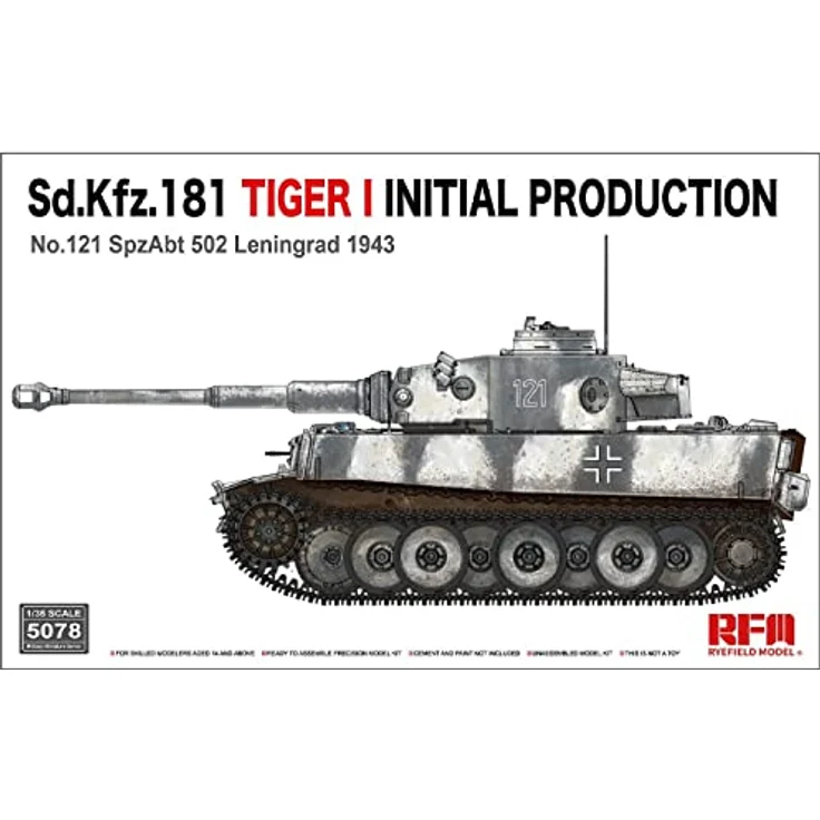 Rye Field Model Sd.KfZ.181 Tiger I Initial Production No.121, Modellfahrzeug mit funktionalen Kettengliedern – Bild 1