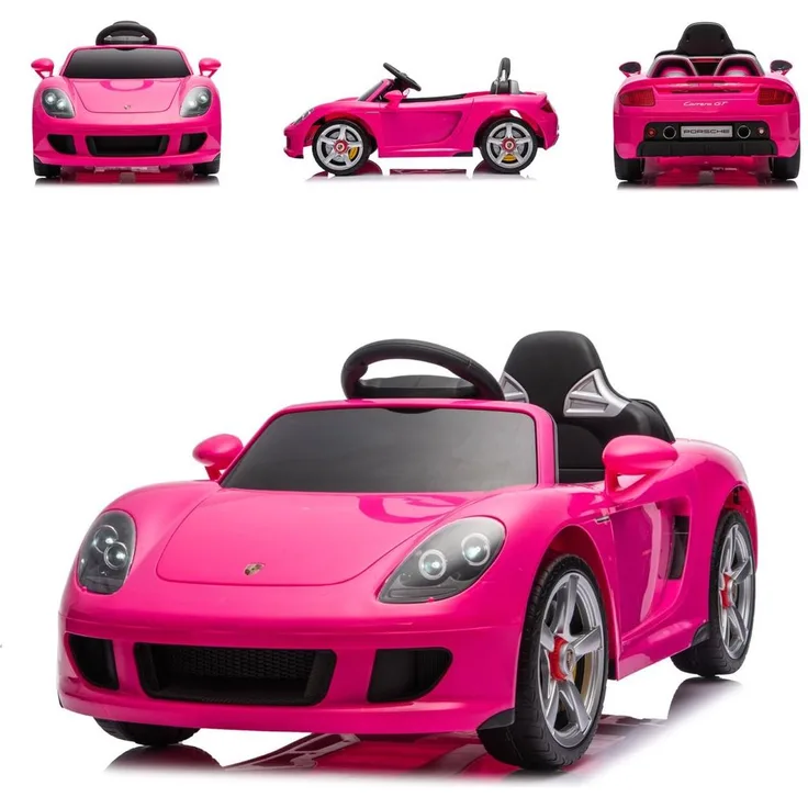 Chipolino Porsche Carrera GT Kinderelektroauto, rosa, mit 2 Motoren, Fernbedienung, Bluetooth und 12V-Akku für Kinder von 3 bis 6 Jahren