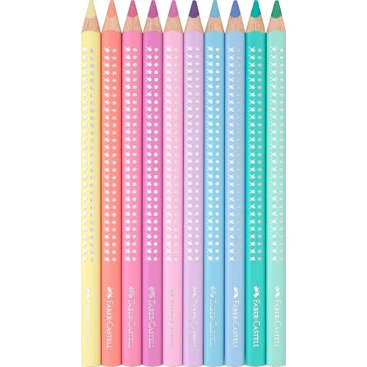 Faber-Castell Sparkle Pastell Buntstifte, 10er Set im Metalletui mit funkelndem Effekt und ergonomischer Dreikantform – Bild 2