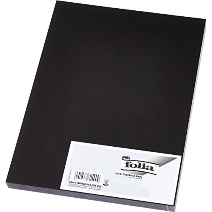 folia 6390 - Tonpapier schwarz, DIN A3, 130 g/qm, 50 Blatt - zum Basteln und kreativen Gestalten von Karten, Fensterbildern und für Scrapbooking