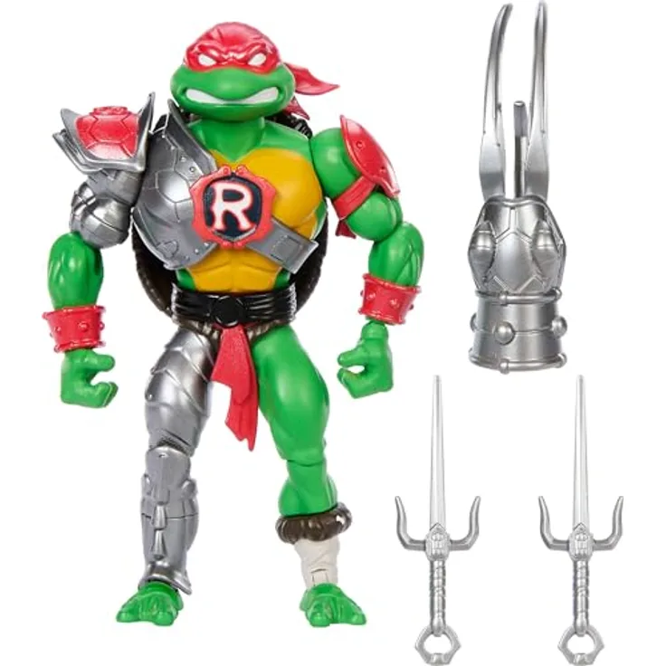 Masters of the Universe Turtles of Grayskull Raphael, bewegliche Actionfigur mit 16 Bewegungspunkten, abnehmbarem Handschuh und Mini-Comic, [Mehrfarbig]