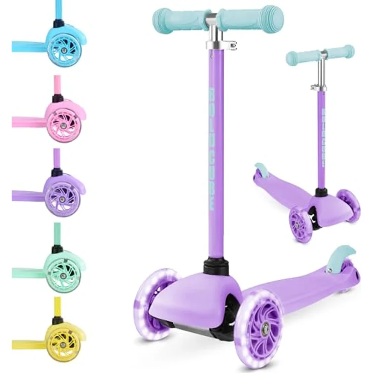 BOLDCUBE Teeny 3-Rad-Tretroller, verstellbarer Lenker, blinkende Räder, geeignet für 2-6 Jahre – Bild 1
