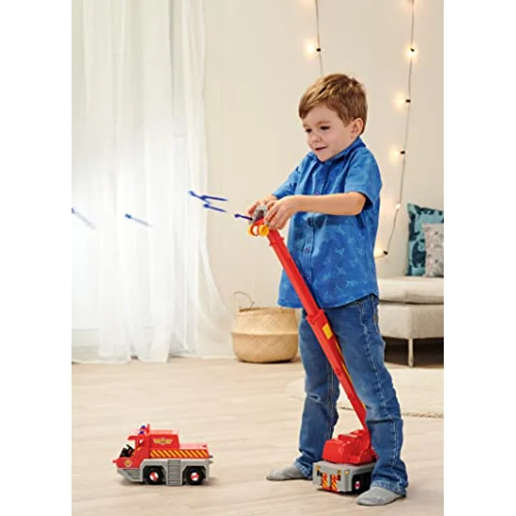 Simba Feuerwehrmann Sam Rescue Crane Set, 50 cm Kran mit 2-in-1 Funktion, inkl. Sam-Figur und Radar-Hund, 360° drehbar, Wasserkanone und Geräuschfunktion – Bild 2