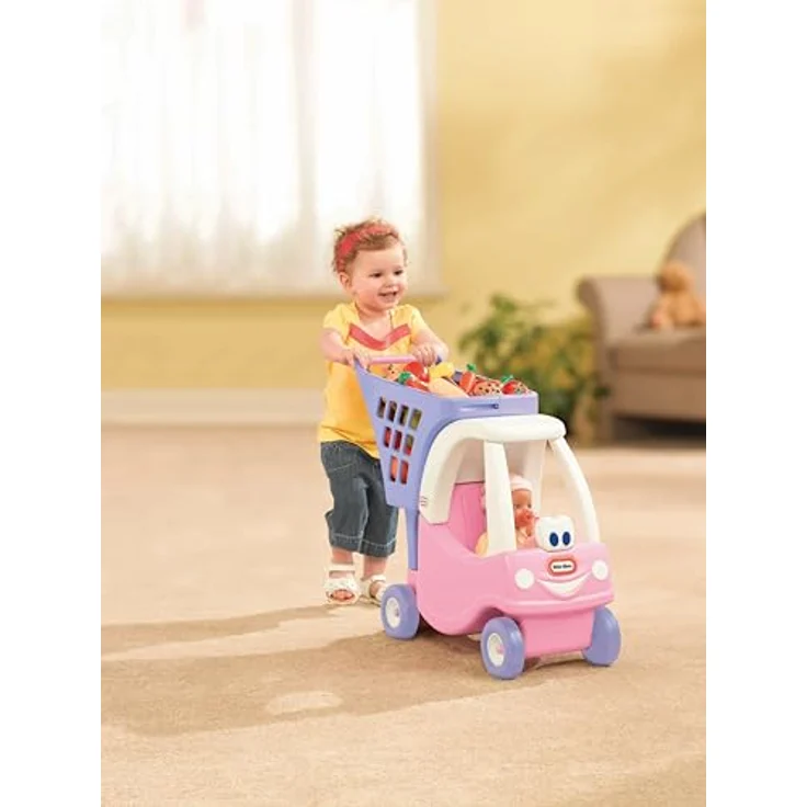 Little Tikes Princess Cozy Coupe Shopping Cart, interaktiver Einkaufswagen mit viel Stauraum, für drinnen und draußen, pastellfarben – Bild 2