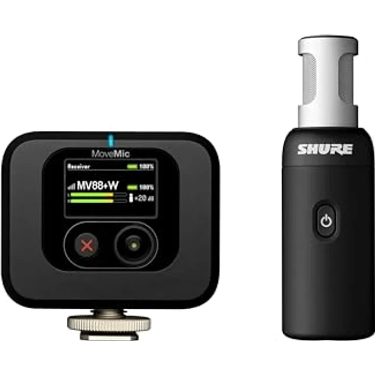 Shure MoveMic 88+ Drahtloses Mikrofonset, professioneller Audio-Recorder für Film-/Feld-Aufnahmen, Stereo-Mikro mit 4 Richtcharakteristiken, kompatibel mit iOS/Android über Motiv App – Bild 1