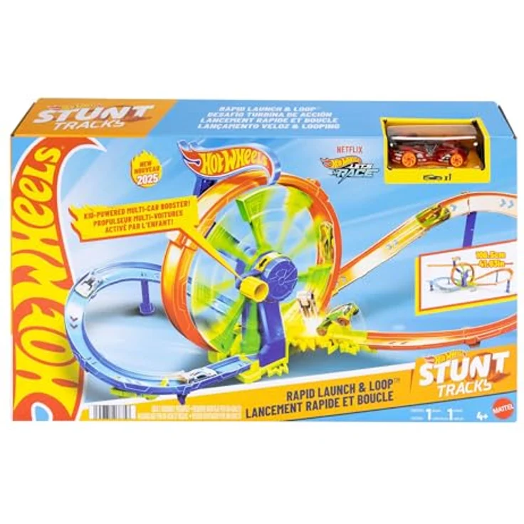 Hot Wheels Action Loop & Crash, Autorennbahn mit innovativem Radmechanismus und Looping, inkl. 1:64 Spielzeugauto, klappbar mit Griff – Bild 6
