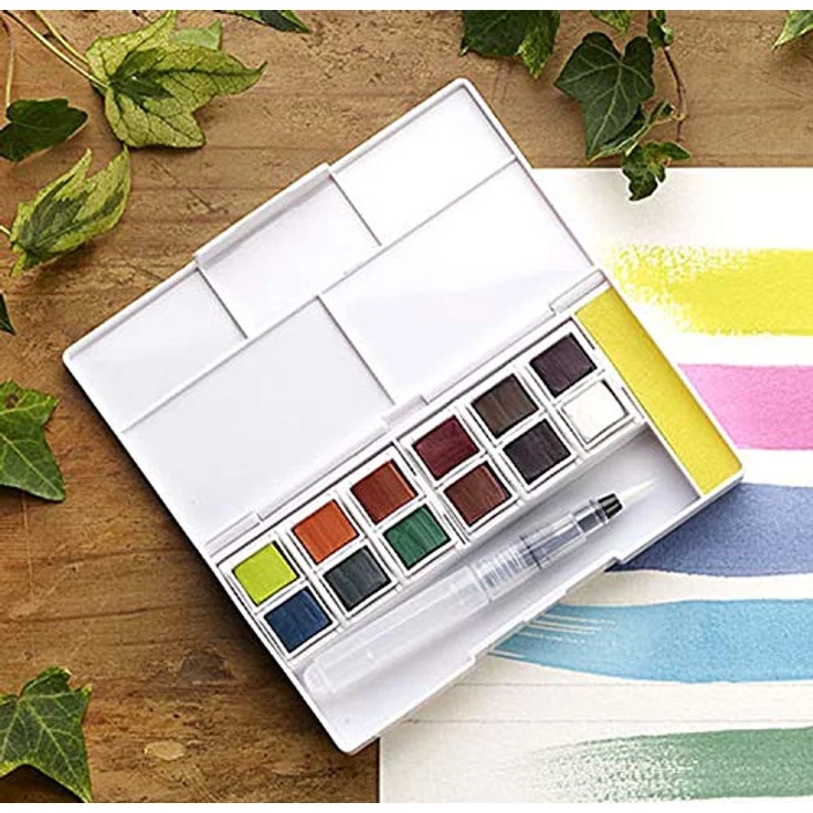 Derwent Inktense 12 Farbtöpfchen #2, wasserlöslich, 12er Set (halbe Töpfchengröße), professionelle Künstlerfarben für Papier und Stoff, Reisegröße – Bild 4