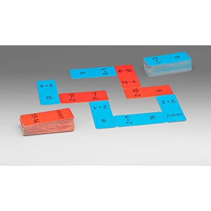 WISSNER® Domino Addition und Subtraktion - Lernspiel mit 60 Aufgabenkärtchen, für 2-4 Spieler, aus 100% recycelter Pappe, in Deutschland hergestellt – Bild 2