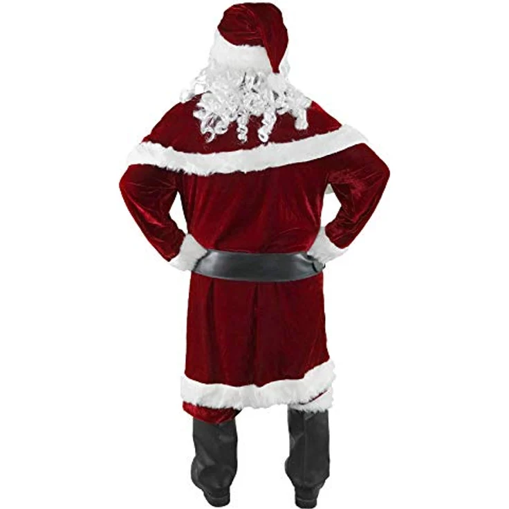 Ahititi Weihnachtsmann Kostüm für Männer 12 STK Set Weihnachtsfeier Cosplay für Erwachsene Roter Deluxe Samt Weihnachtsmann-Anzug XL – Bild 3