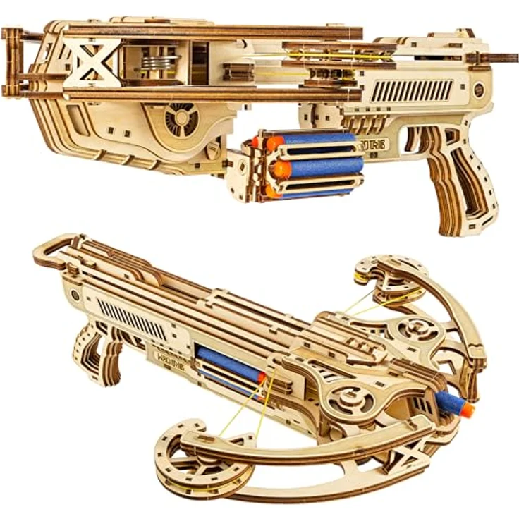 Wood Trick Bullet Boltcaster Armbrust 3D Holzpuzzle, mechanisches Modellbausatz mit 411 Teilen, schießt bis zu 10 m, für Erwachsene und Kinder – Bild 1