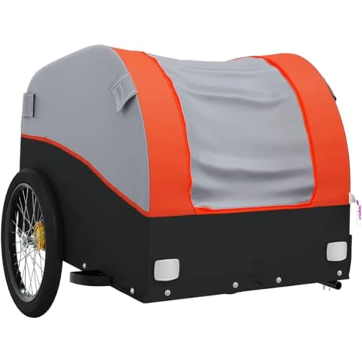 vidaXL Fahrradlastenanhänger Fahrradanhänger Schwarz und Orange 30 kg Eisen, Robustes Material, Cleveres Design, Maximale Belastbarkeit – Bild 5